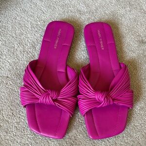 Marc Fisher Fuchsia Knotted Slide Sandals.